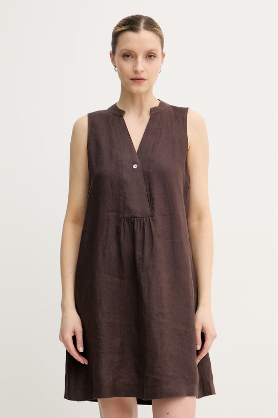 United Colors of Benetton ljetna haljina od lana smeđa 4AGHDV0CC