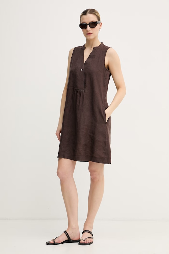 United Colors of Benetton ljetna haljina od lana 4AGHDV0CC smeđa SS26