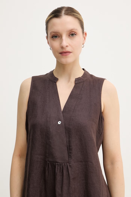 United Colors of Benetton ljetna haljina od lana smeđa 4AGHDV0CC