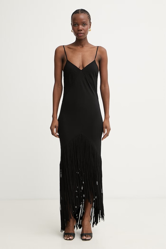 Pinko φόρεμα lingerie με βισκόζη μαύρο 106825.A3AY