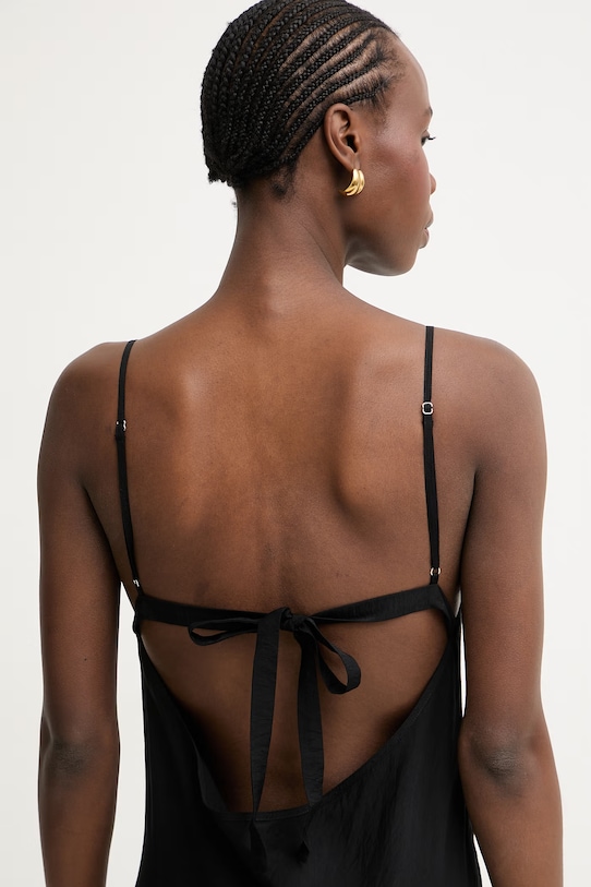 Pinko φόρεμα lingerie με βισκόζη μαύρο 106825.A3AY