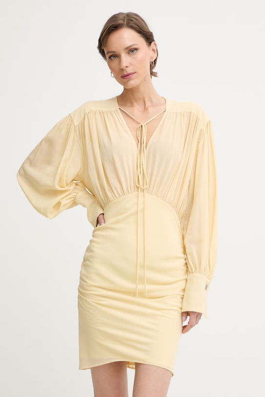 Pinko sukienka drapowana z wiskozą żółty 106896.A3B2