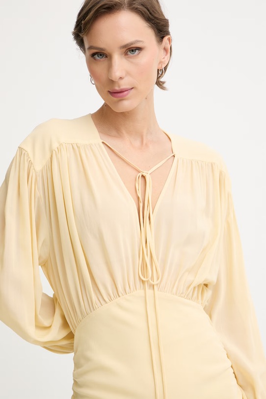 Pinko sukienka drapowana z wiskozą żółty 106896.A3B2