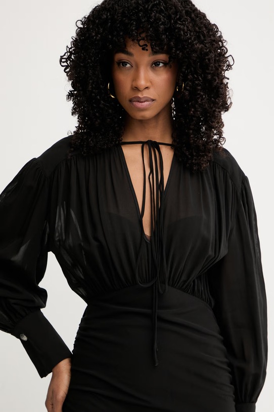 Pinko drapované šaty s viskózou černá 106896.A3B2