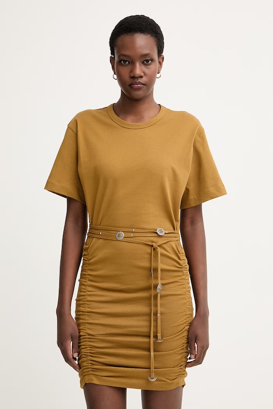 Pinko obleka bombažna rjava 106909.A3AR