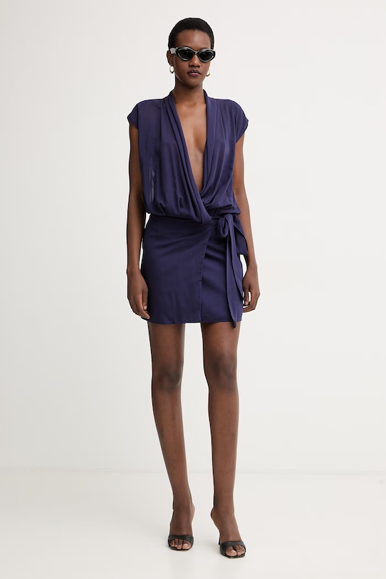 Pinko sukienka kopertowa z wiskozą 106844.A3B2 fioletowy SS26