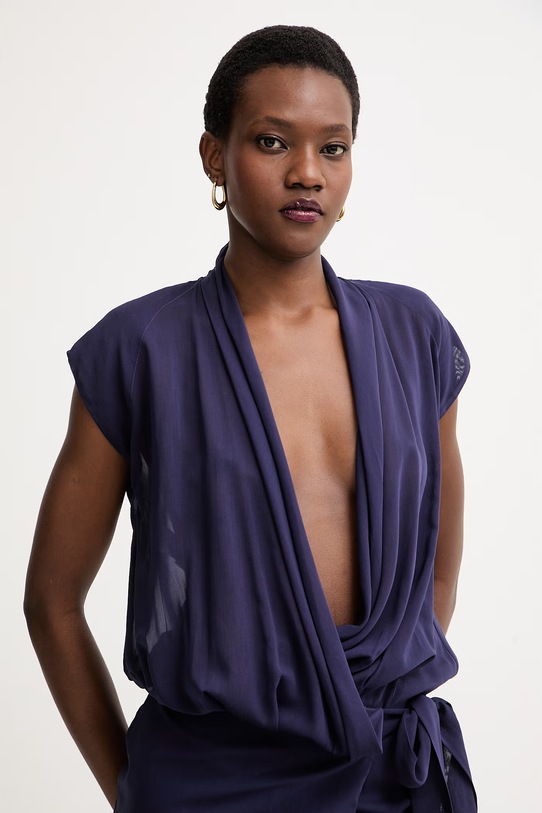 Pinko sukienka kopertowa z wiskozą fioletowy 106844.A3B2