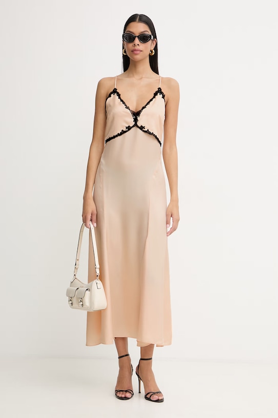 Pinko φόρεμα lingerie 106894.A3AV μπεζ SS26