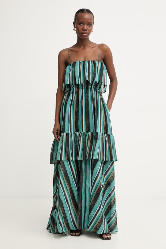 Pinko sukienka letnia bawełniana turkusowy 106878.A3CH