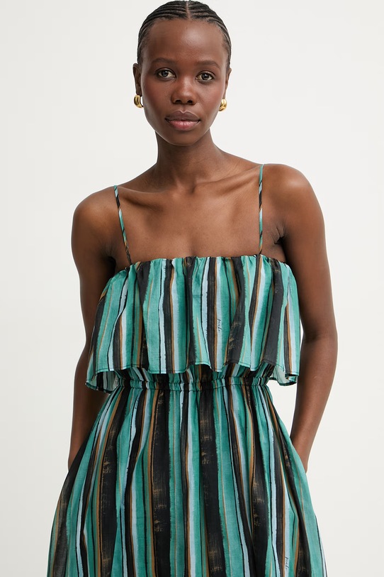 Pinko sukienka letnia bawełniana turkusowy 106878.A3CH