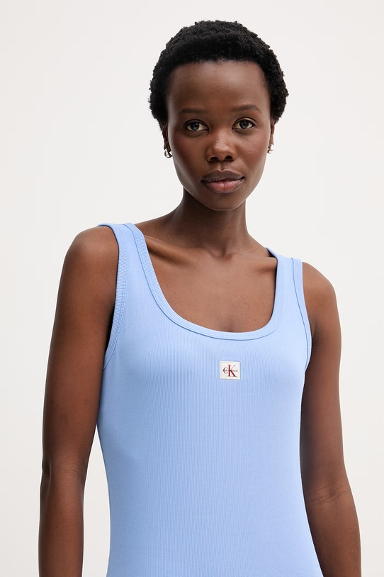 Calvin Klein Jeans sukienka bawełniana z elastanem niebieski LV047F257G