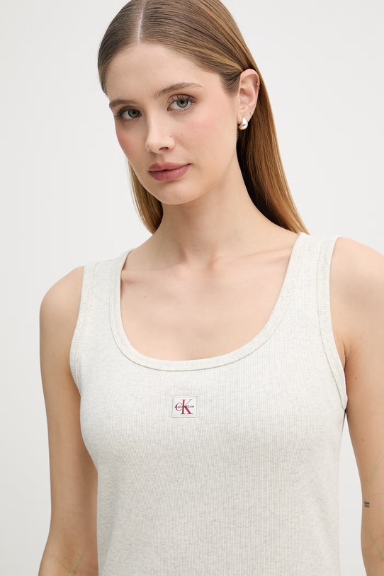 Calvin Klein Jeans sukienka bawełniana z elastanem szary LV047F257G