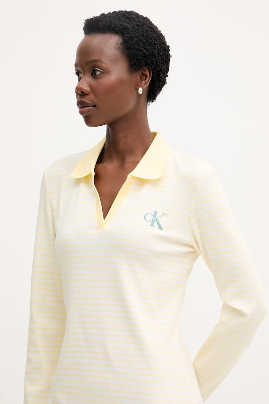 Calvin Klein Jeans sukienka bawełniana z elastanem żółty LV047F839G