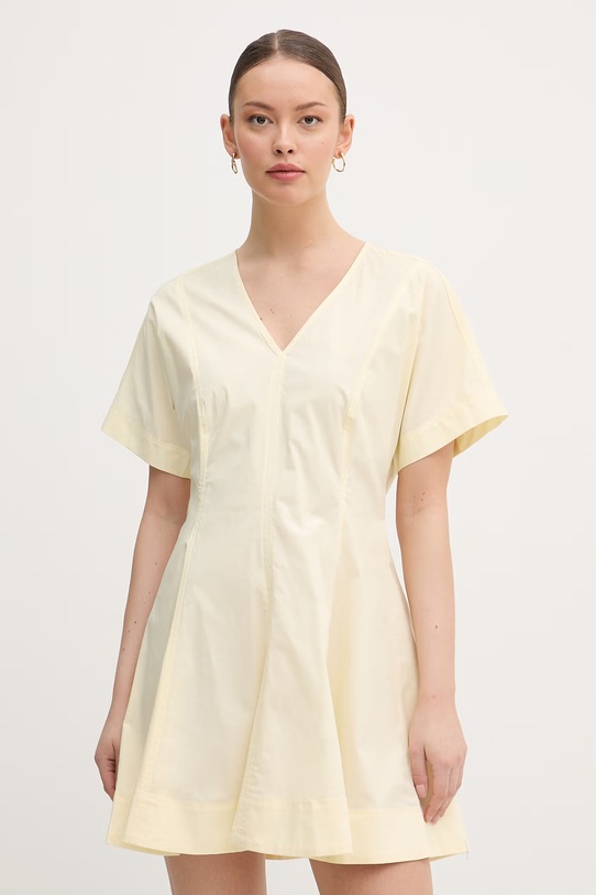 Calvin Klein Jeans haljina A-kroja od pamuka s elastanom zlatna LV047F003G