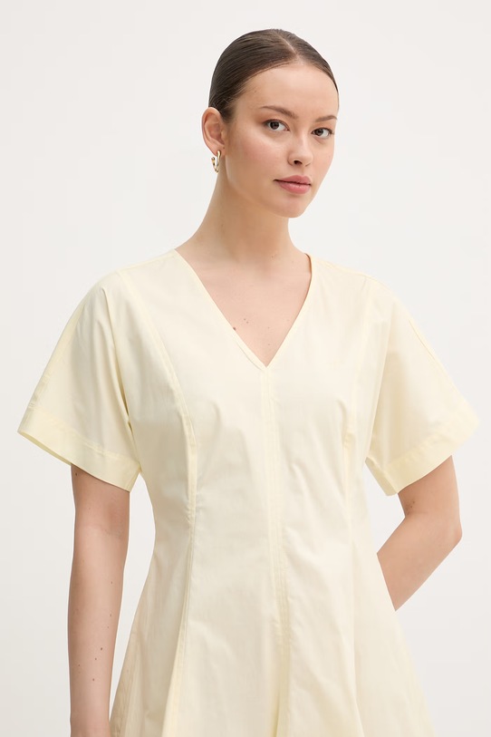 Calvin Klein Jeans haljina A-kroja od pamuka s elastanom zlatna LV047F003G