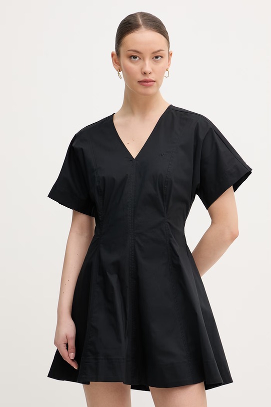 Calvin Klein Jeans haljina A-kroja od pamuka s elastanom crna LV047F003G