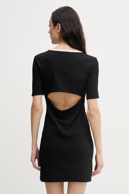 Oblačila Calvin Klein Jeans obleka bombažna z elastanom LV047F224G črna