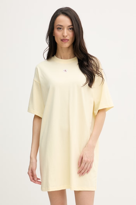 Calvin Klein Jeans рокля от памук жълт LV047F228G