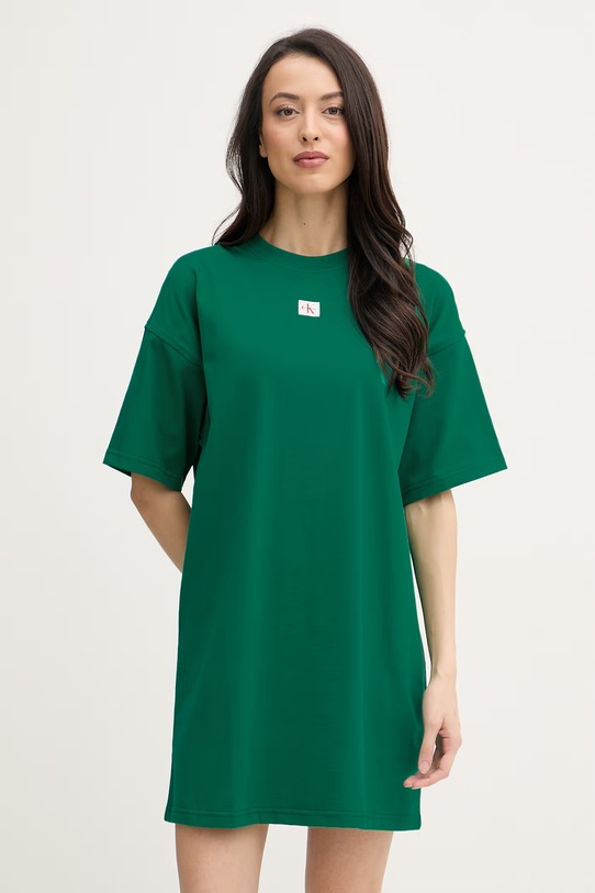 Calvin Klein Jeans рокля от памук зелен LV047F228G