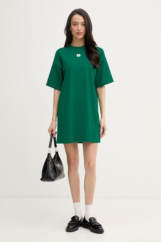Calvin Klein Jeans рокля от памук LV047F228G зелен SS26