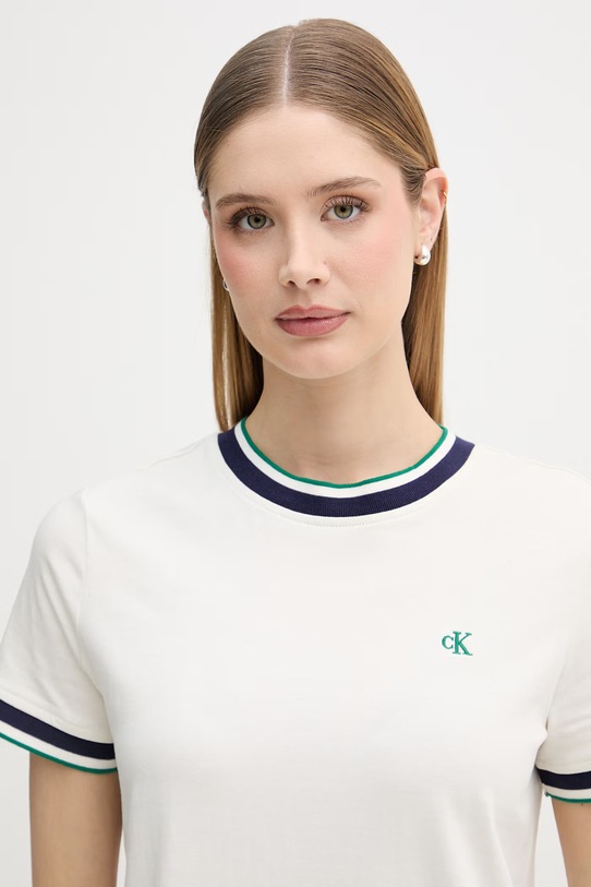 Calvin Klein Jeans sukienka bawełniana beżowy LV047F248G