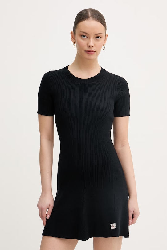 Calvin Klein Jeans šaty s bavlnou čierna LV047F325G
