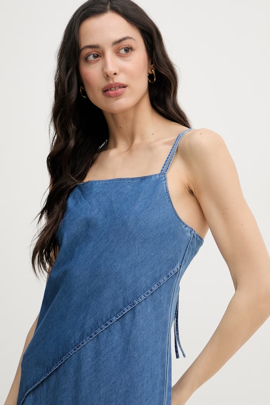 Calvin Klein Jeans poletna obleka iz denima modra LV047F748G