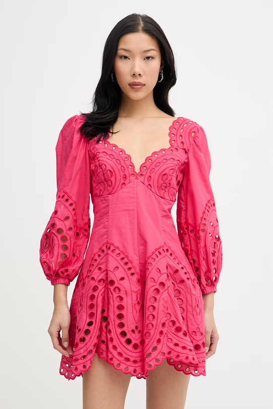 Charo Ruiz Ibiza šaty s bavlnou Esmare ružová 263605