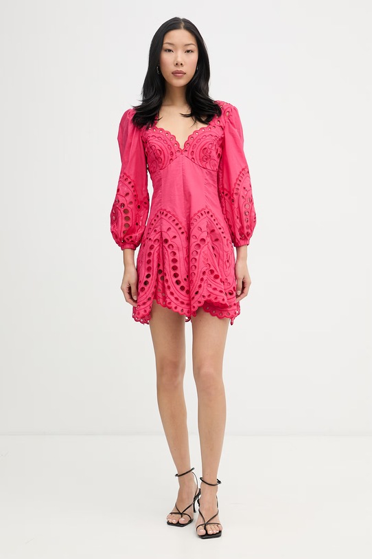 Charo Ruiz Ibiza šaty s bavlnou Esmare 263605 ružová SS26