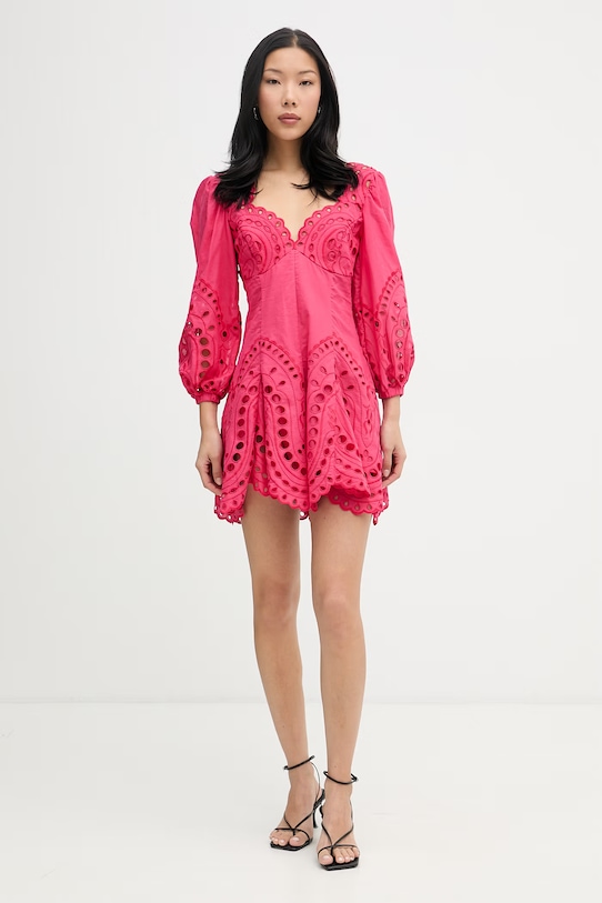 Charo Ruiz Ibiza šaty s bavlnou Esmare 263605 ružová SS26