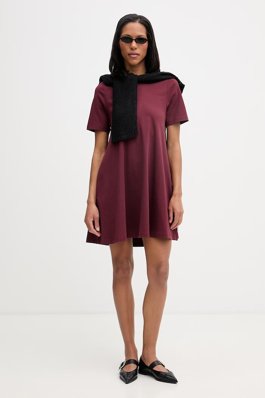 Marc O'Polo sukienka bawełniana 5000008224 bordowy SS26