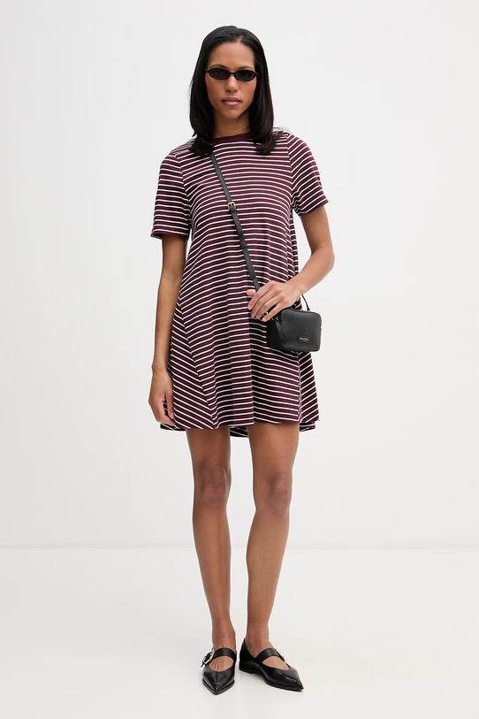 Marc O'Polo sukienka bawełniana 5000008227 bordowy SS26