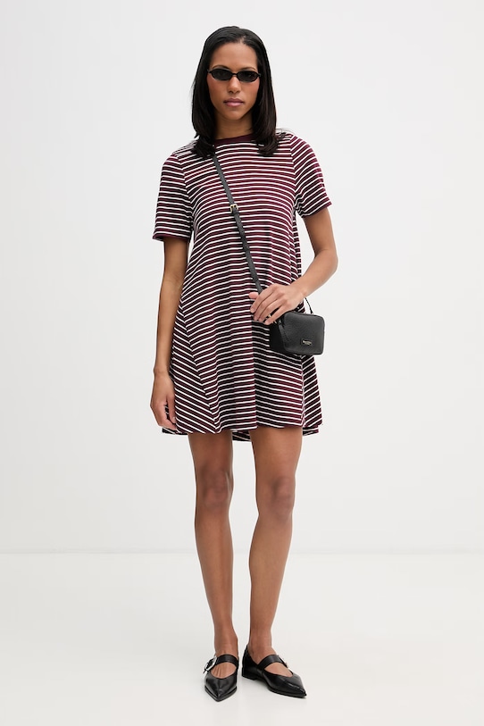 Marc O'Polo sukienka bawełniana 5000008227 bordowy SS26