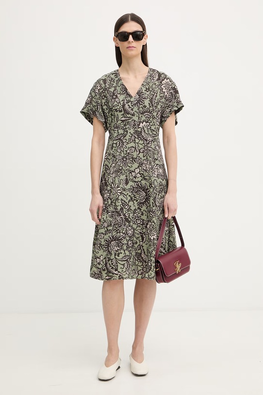 Marc O'Polo sukienka letnia z wiskozy 5000013209 zielony SS26