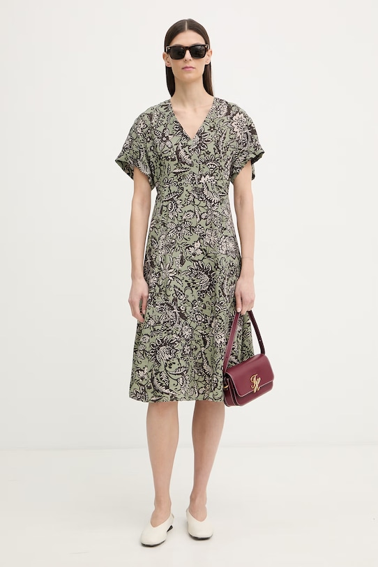 Marc O'Polo sukienka letnia z wiskozy 5000013209 zielony SS26