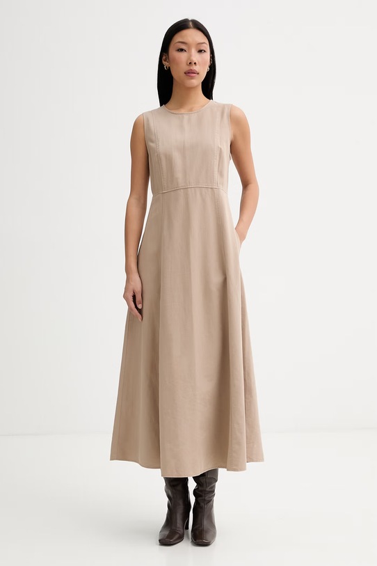 Marc O'Polo obleka A-kroja z dodatkom lanu bež 5000013229