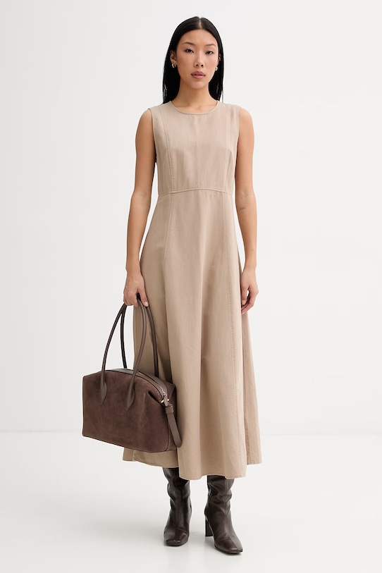 Marc O'Polo obleka A-kroja z dodatkom lanu 5000013229 bež SS26