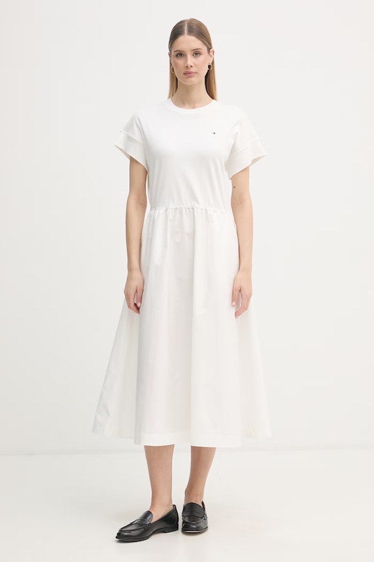 Tommy Hilfiger sukienka bawełniana beżowy WW0WW51148