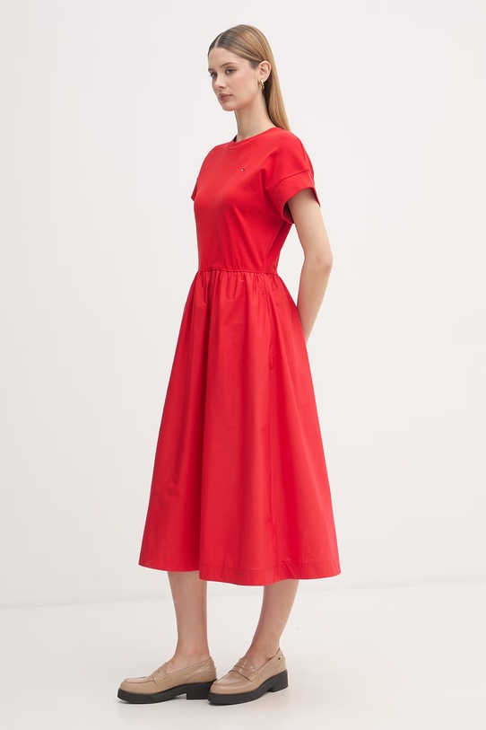 Tommy Hilfiger šaty bavlnené WW0WW51148 červená SS26
