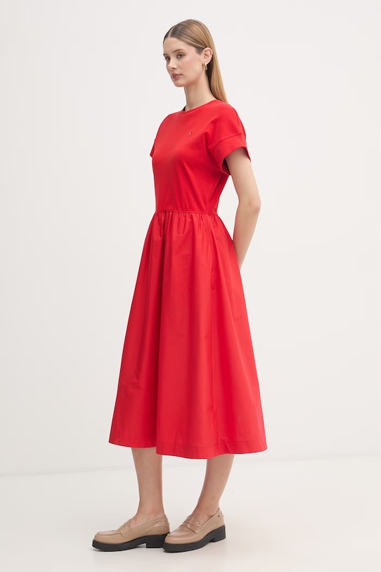 Tommy Hilfiger šaty bavlnené WW0WW51148 červená SS26