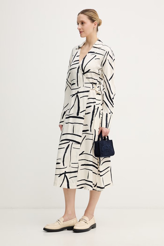 Tommy Hilfiger haljina na preklop od viskoze WW0WW48934 bež SS26