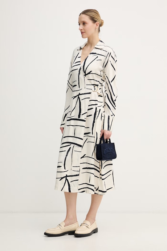 Tommy Hilfiger haljina na preklop od viskoze WW0WW48934 bež SS26