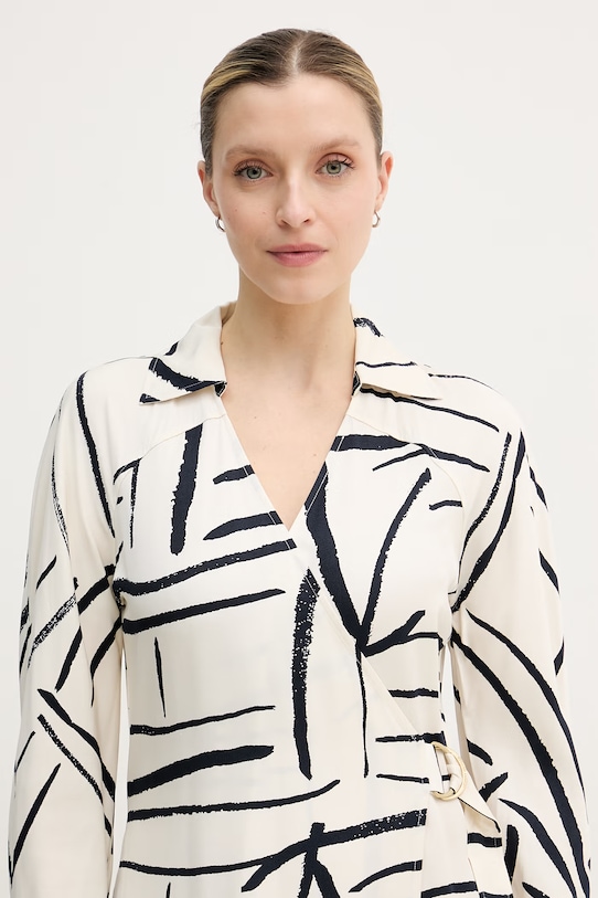 Tommy Hilfiger haljina na preklop od viskoze bež WW0WW48934