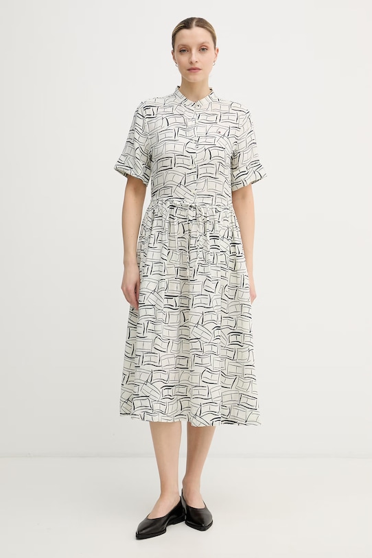 Tommy Hilfiger ljetna haljina od lana bež WW0WW49633