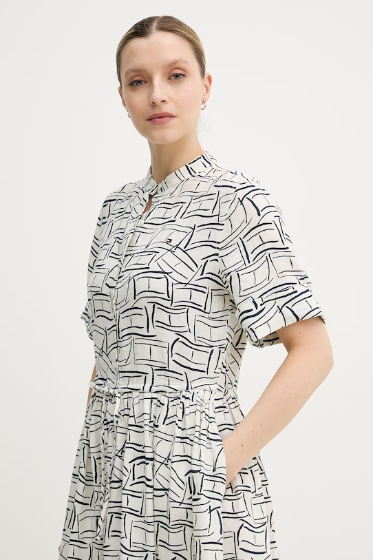 Tommy Hilfiger ljetna haljina od lana bež WW0WW49633