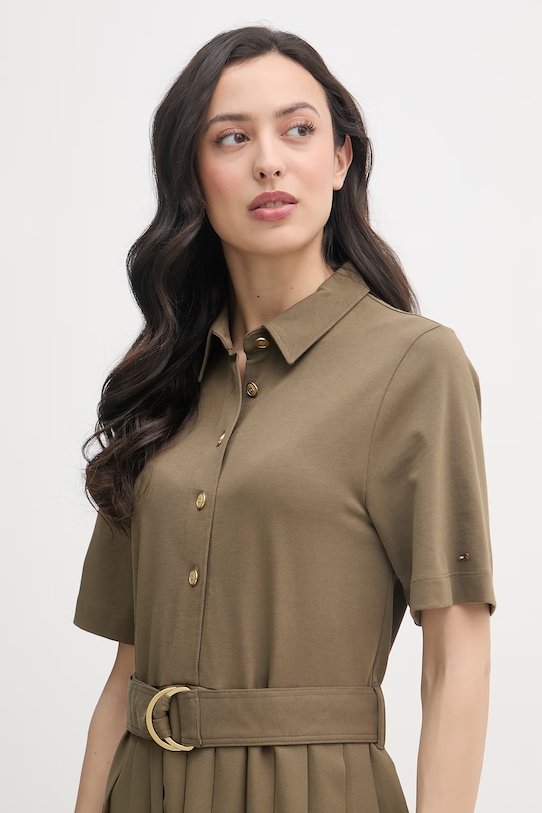 Odzież Tommy Hilfiger sukienka rozkloszowana WW0WW48756 zielony