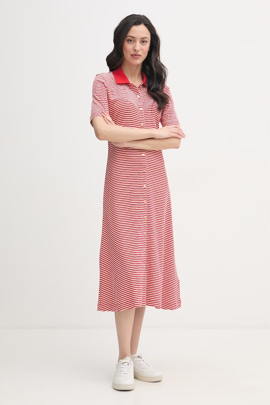 Tommy Hilfiger sukienka bawełniana WW0WW48776 czerwony SS26