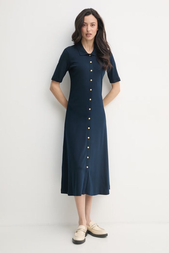 Tommy Hilfiger sukienka bawełniana WW0WW48776 granatowy SS26