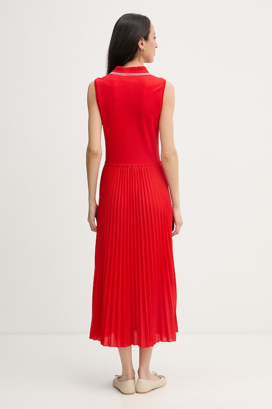 Odjeća Tommy Hilfiger plisirana haljina s pamukom WW0WW49621 crvena