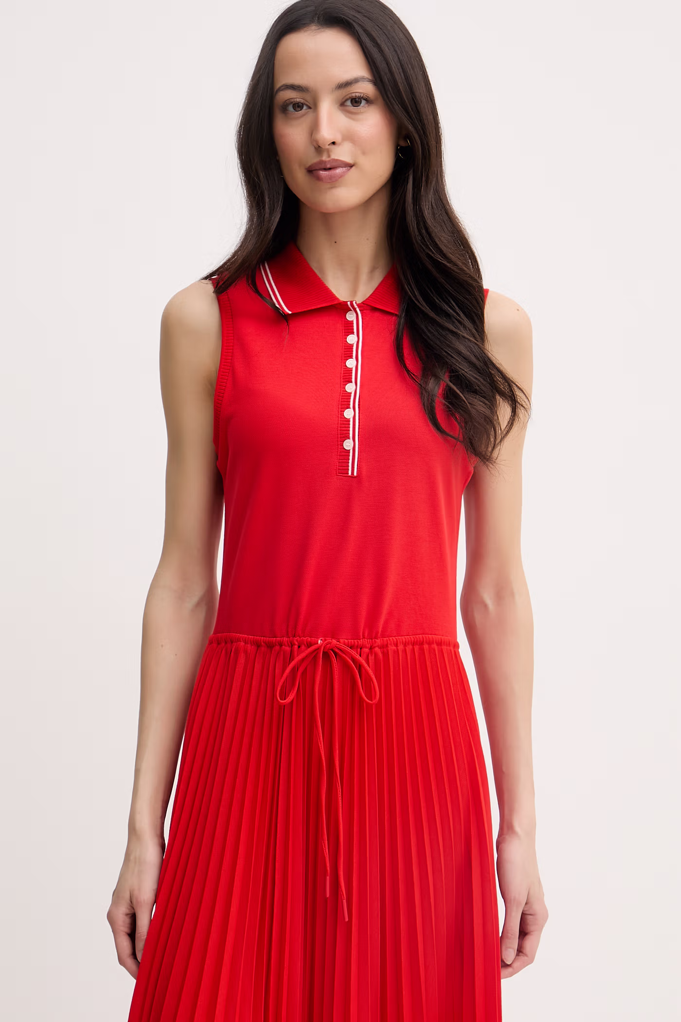 Tommy Hilfiger plisirana haljina s pamukom crvena WW0WW49621